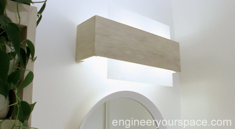Camouflaging A Dated Bathroom Light Fixture Engineer Your Space - How To Take Off Bathroom Light Cover