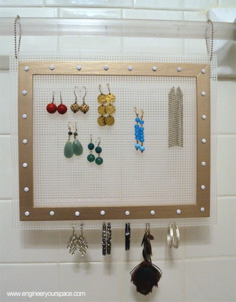 DIY Hanging Earring Jewelry Organizer