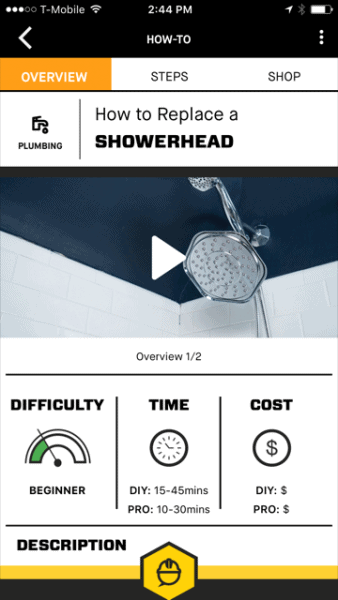 How to replace shower head project screenshot
