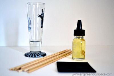 Shot glass turned DIY reed diffuser