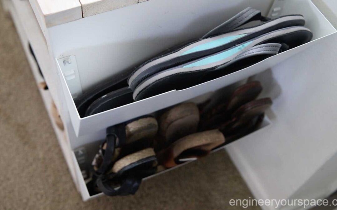 Shoe storage hack for storing sandals and flip flops